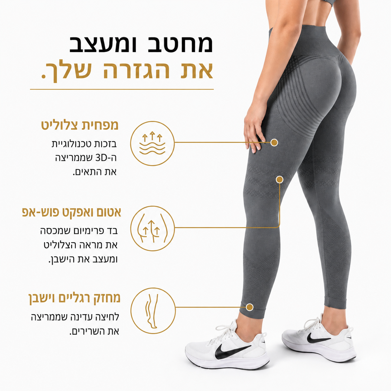 טייץ פיסול Patchiv™ | מחליק צלוליט ושורף קלוריות פי 3