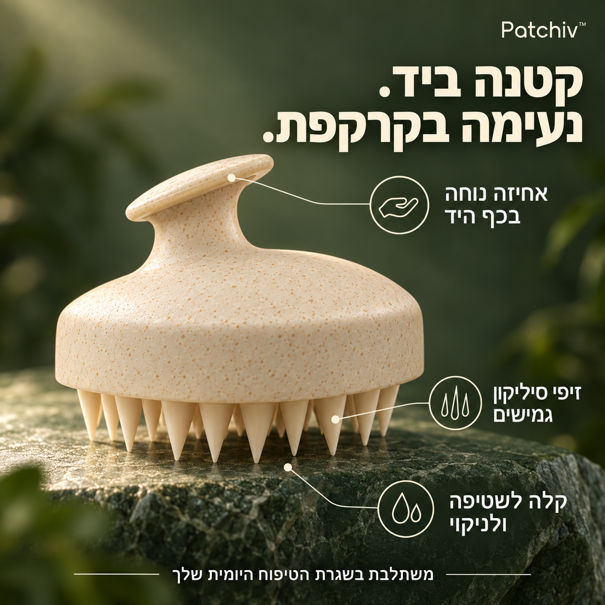 מאפייני המברשת: זיפי סיליקון גמישים, אחיזה נוחה וניקוי קל